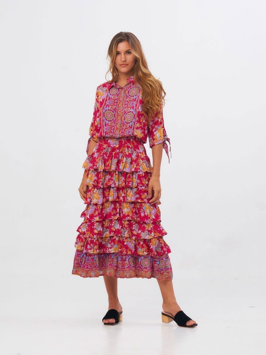 Vestito Stefanie lungo - fucsia - Bijondo