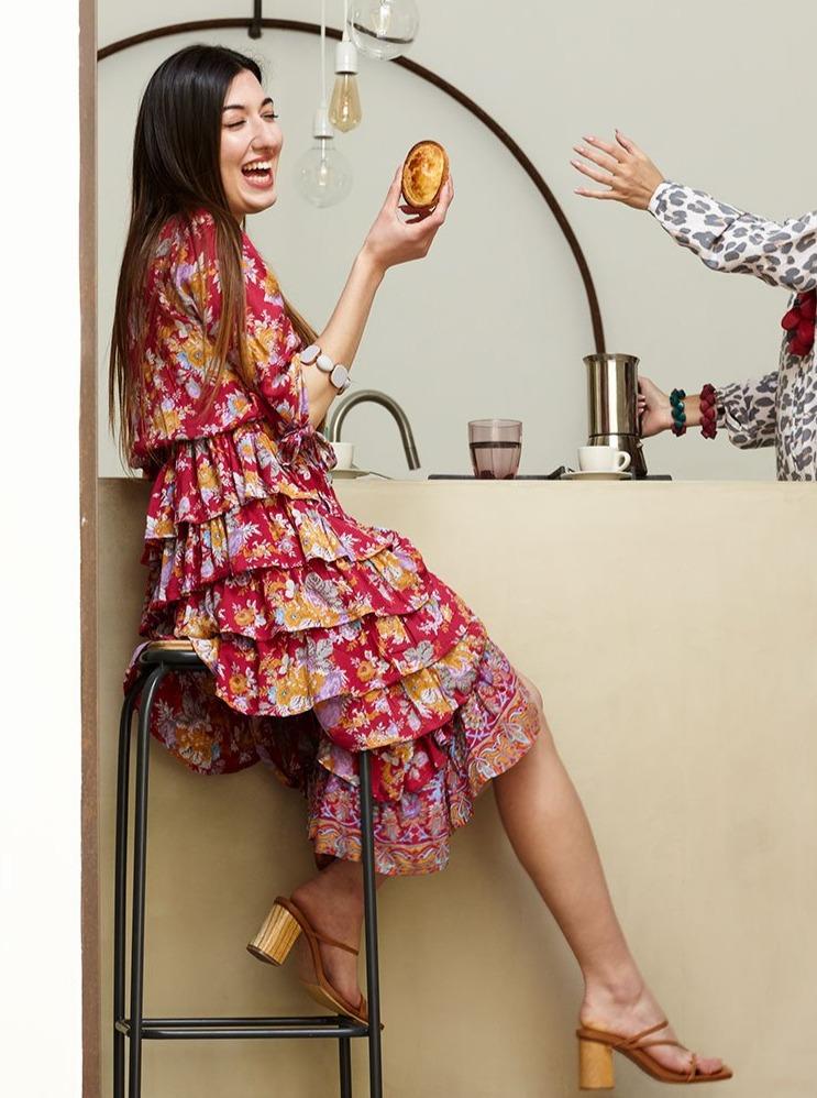 Vestito Stefanie lungo - fucsia - Bijondo