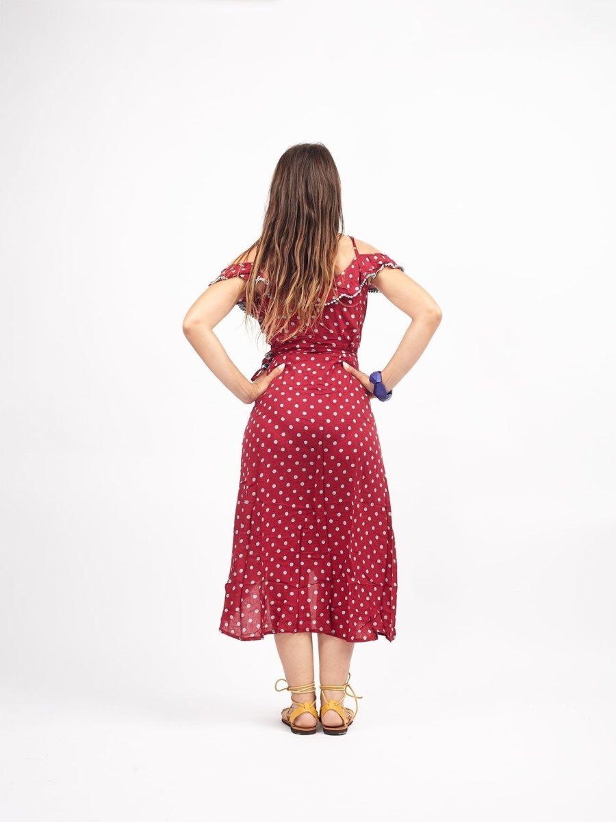 Vestito Wrap Pois - rosso - Bijondo