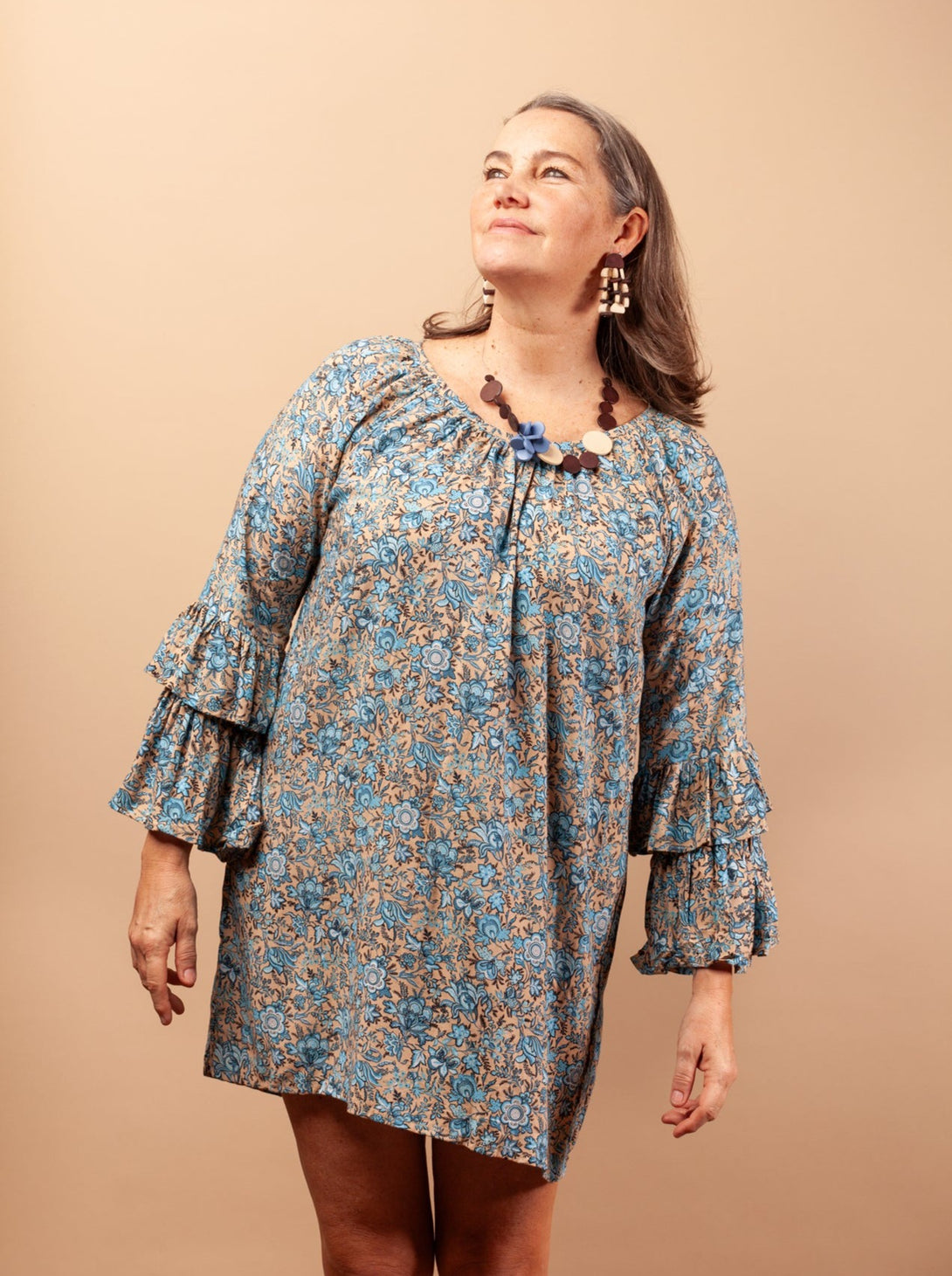 Vestito blusa Soluna rayon corto-Vestito-Bijondo-floreale-taglia unica-Bijondo