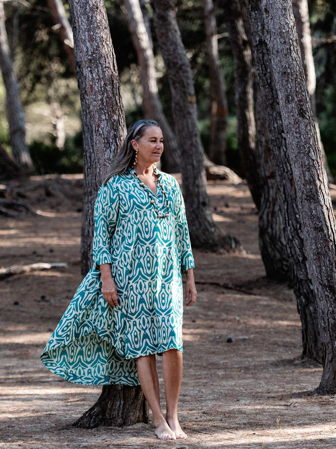 Vestito caftano boho chic viscosa Alaya-Vestito-Bijondo-Turchese-S-M-Bijondo