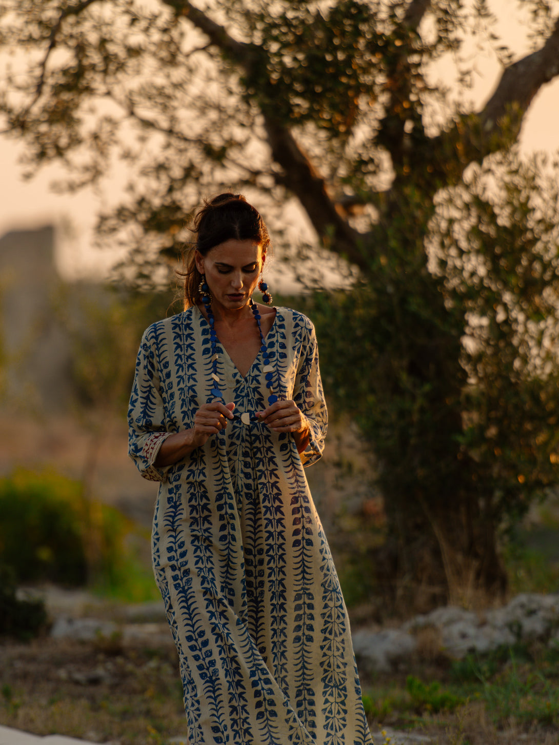 Vestito caftano cotone Madeleine-Vestito-WhyY-Blu-S-M-Bijondo