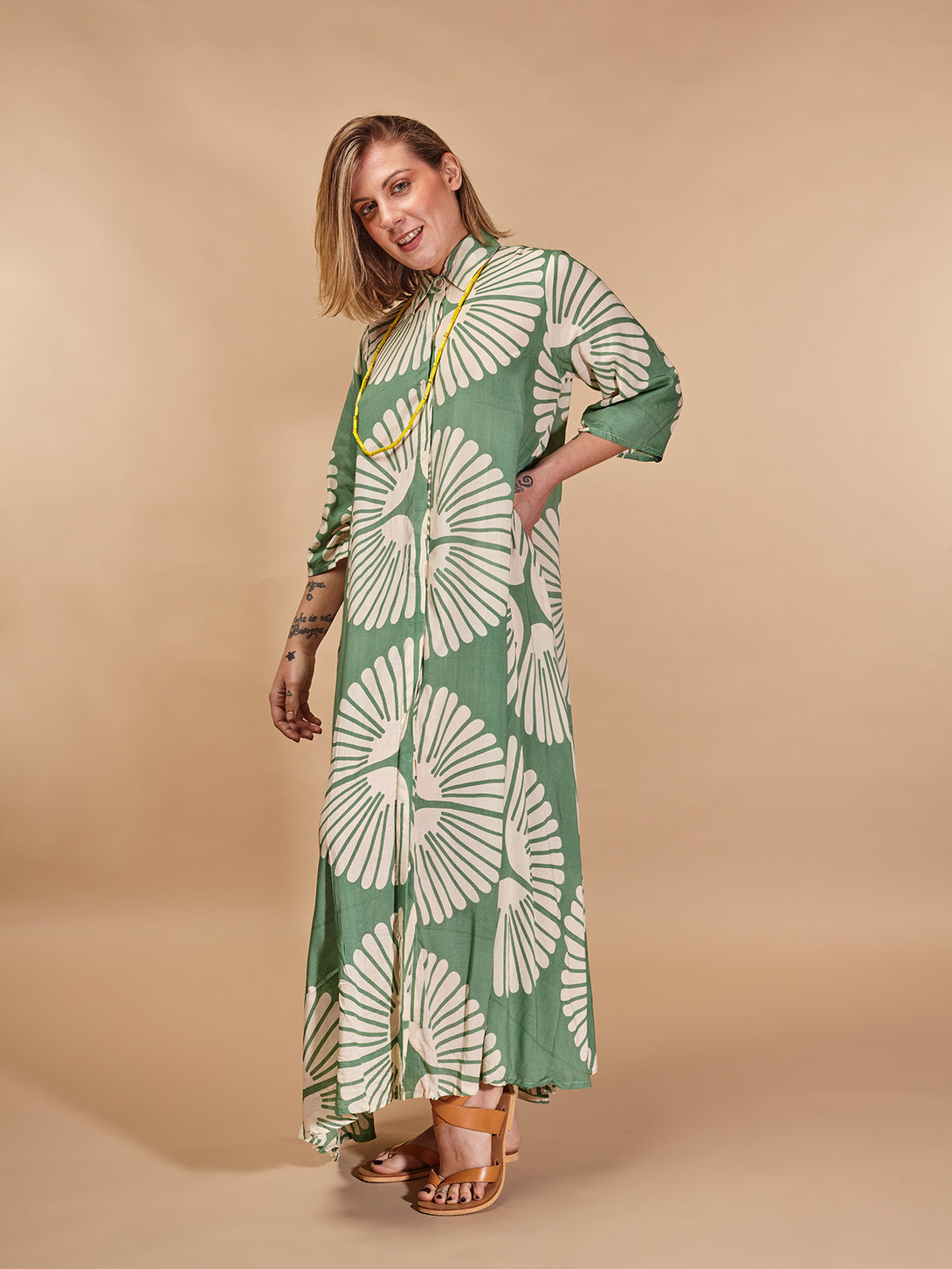 Vestito caftano viscosa con cintura Bella-vestito-Bijondo-Bijondo