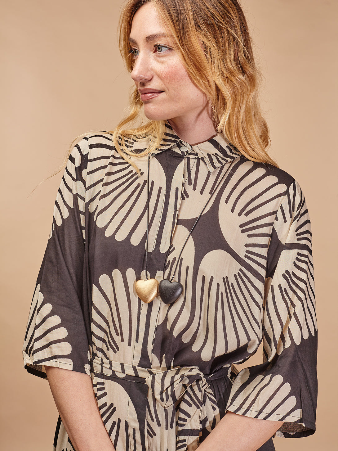 Vestito caftano viscosa con cintura Bella-vestito-Bijondo-Bijondo