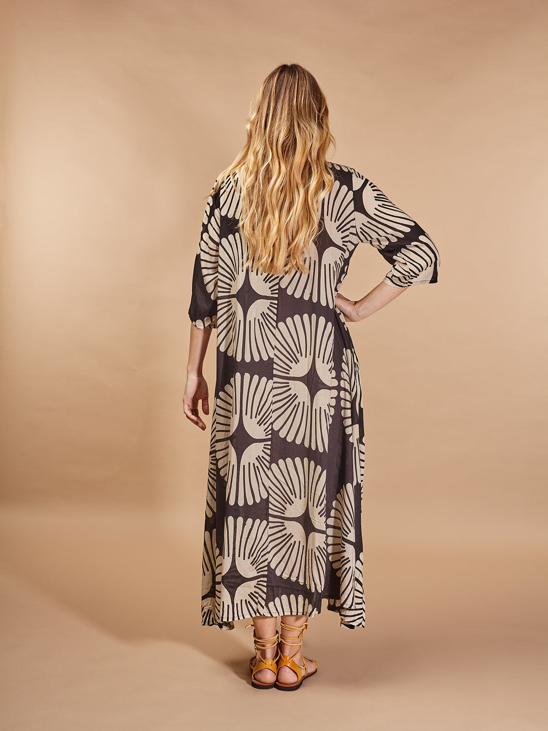 Vestito caftano viscosa con cintura Bella-vestito-Bijondo-Bijondo