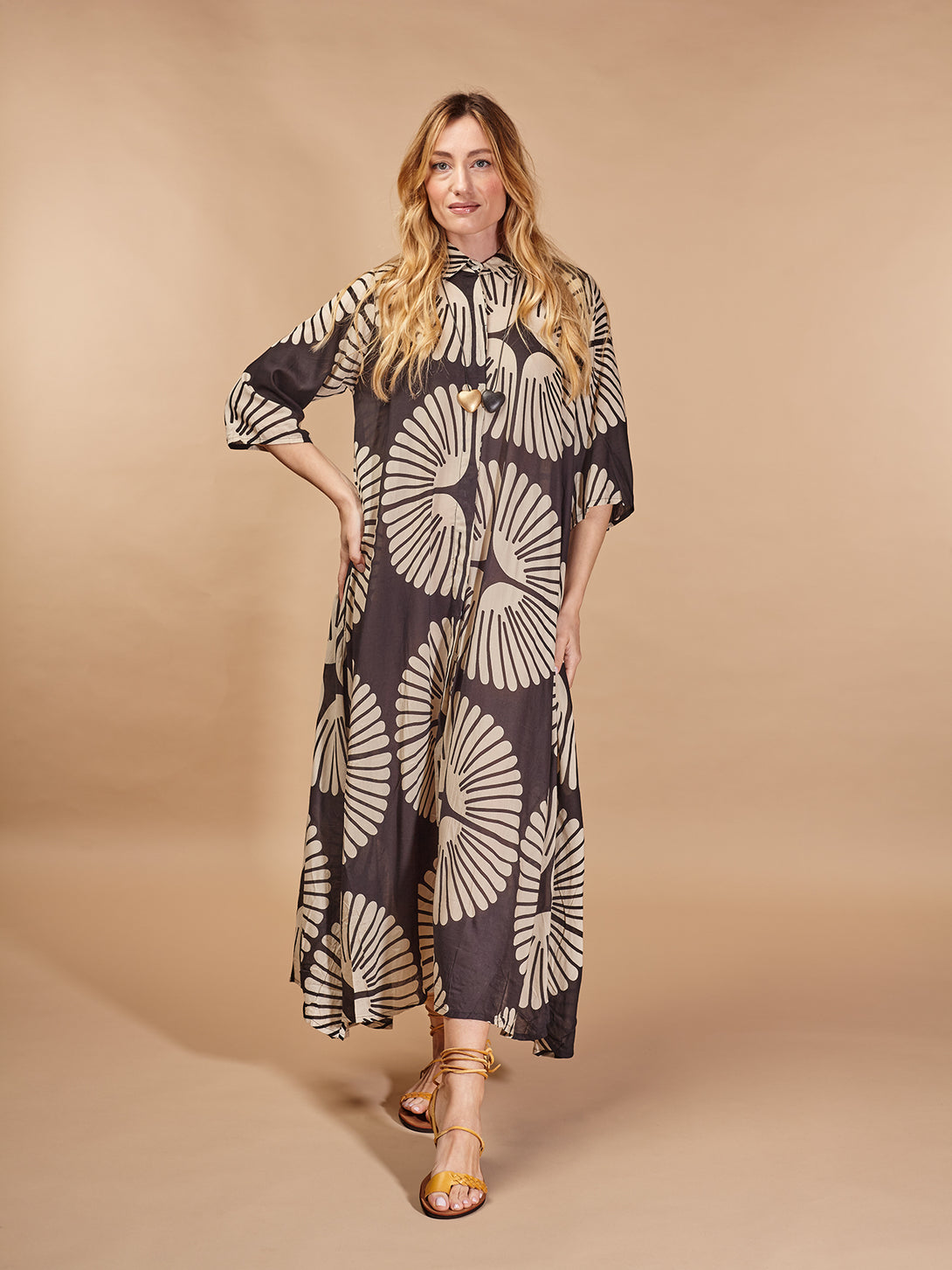 Vestito caftano viscosa con cintura Bella-vestito-Bijondo-Nero-S-M-Bijondo