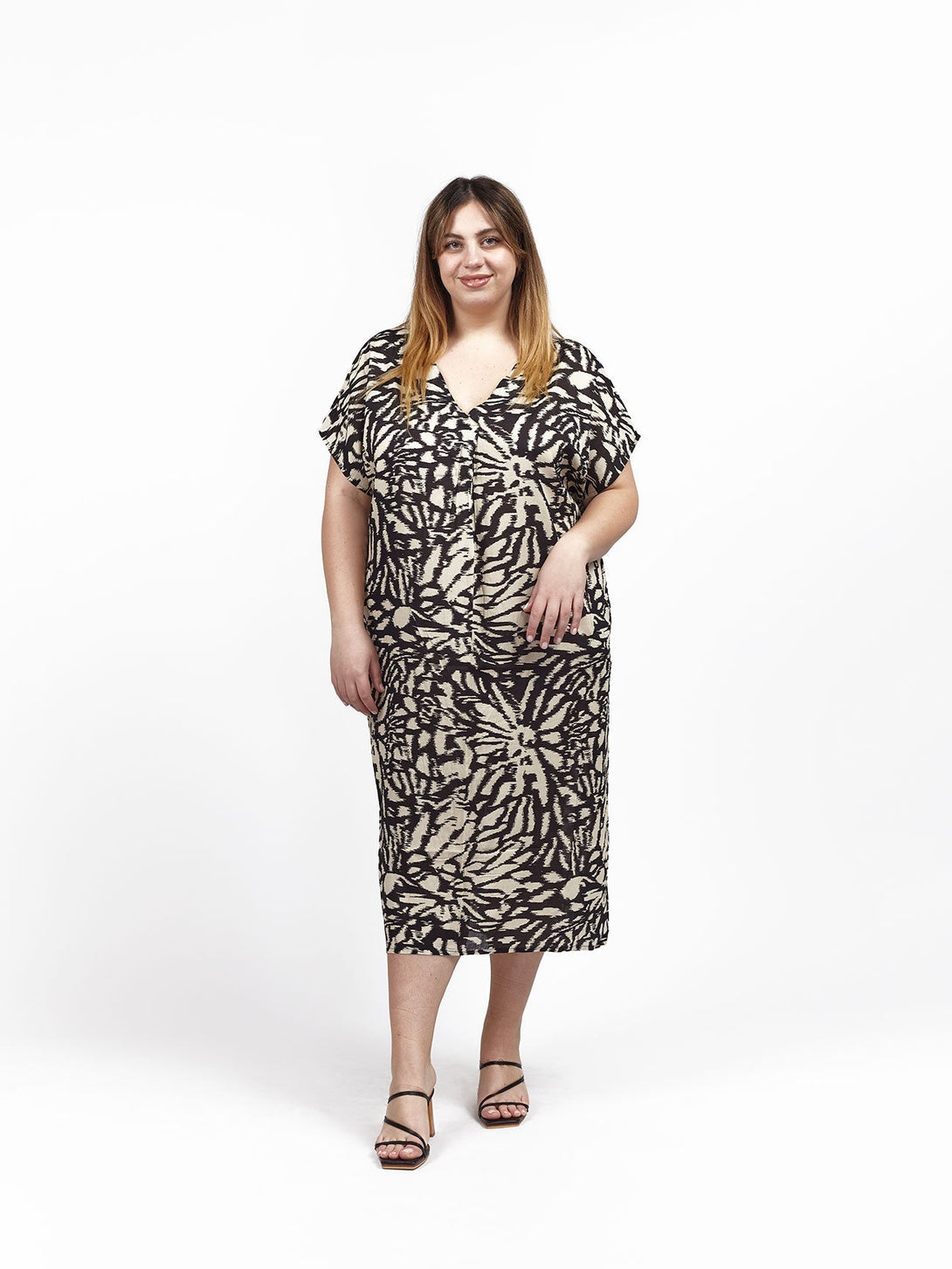 Vestito caftano viscosa scollo V Milena - nero - Bijondo