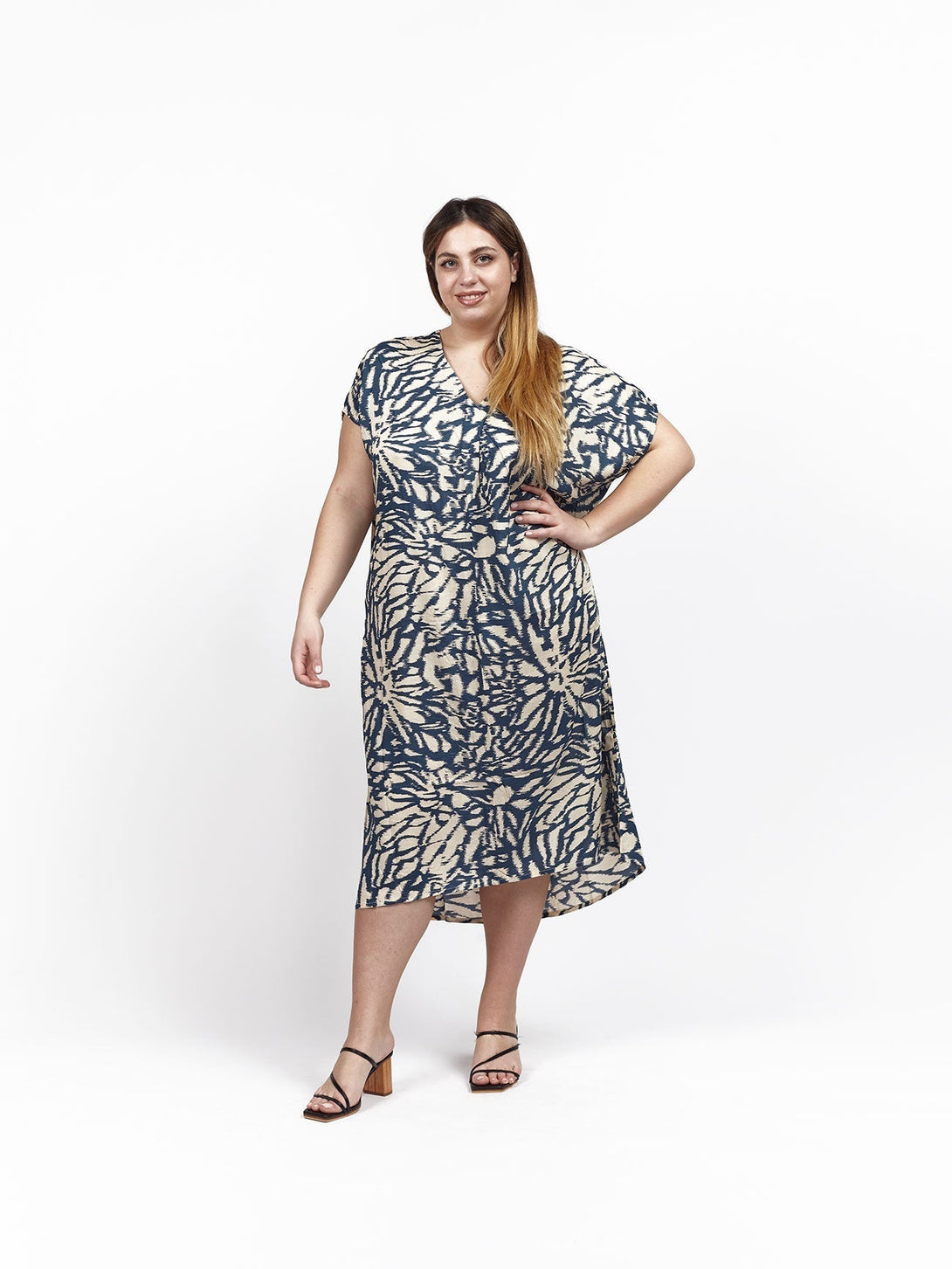 Vestito caftano viscosa scollo V Milena - nero - Bijondo