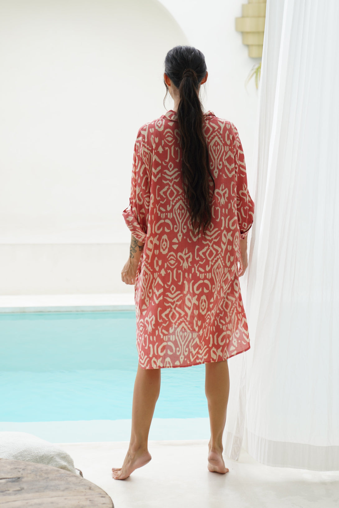 Vestito camicia viscosa con cintura Irene-rosa-Bijondo