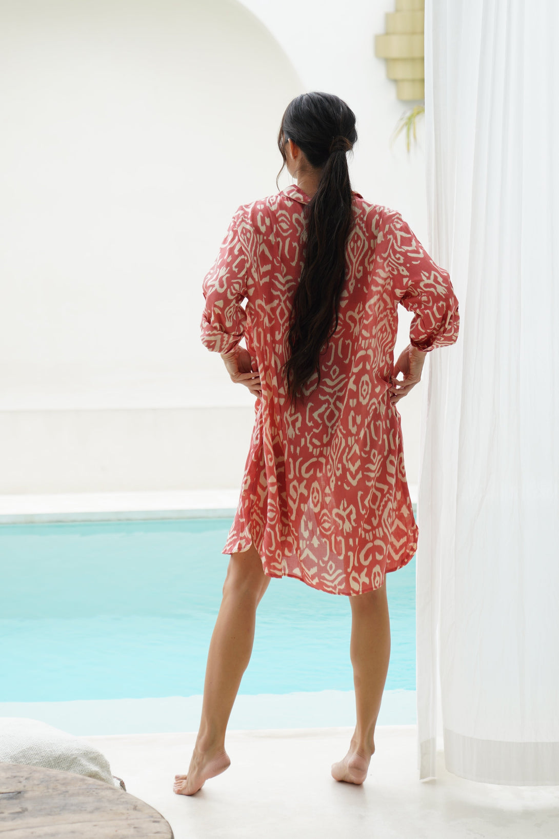 Vestito camicia viscosa con cintura Irene-rosa-Bijondo