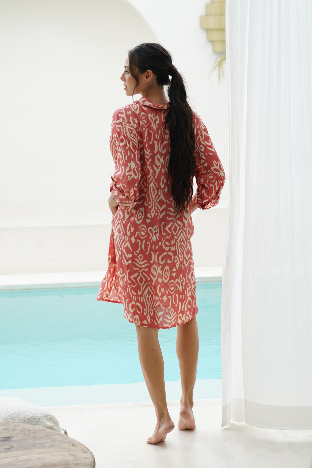 Vestito camicia viscosa con cintura Irene-rosa-Bijondo