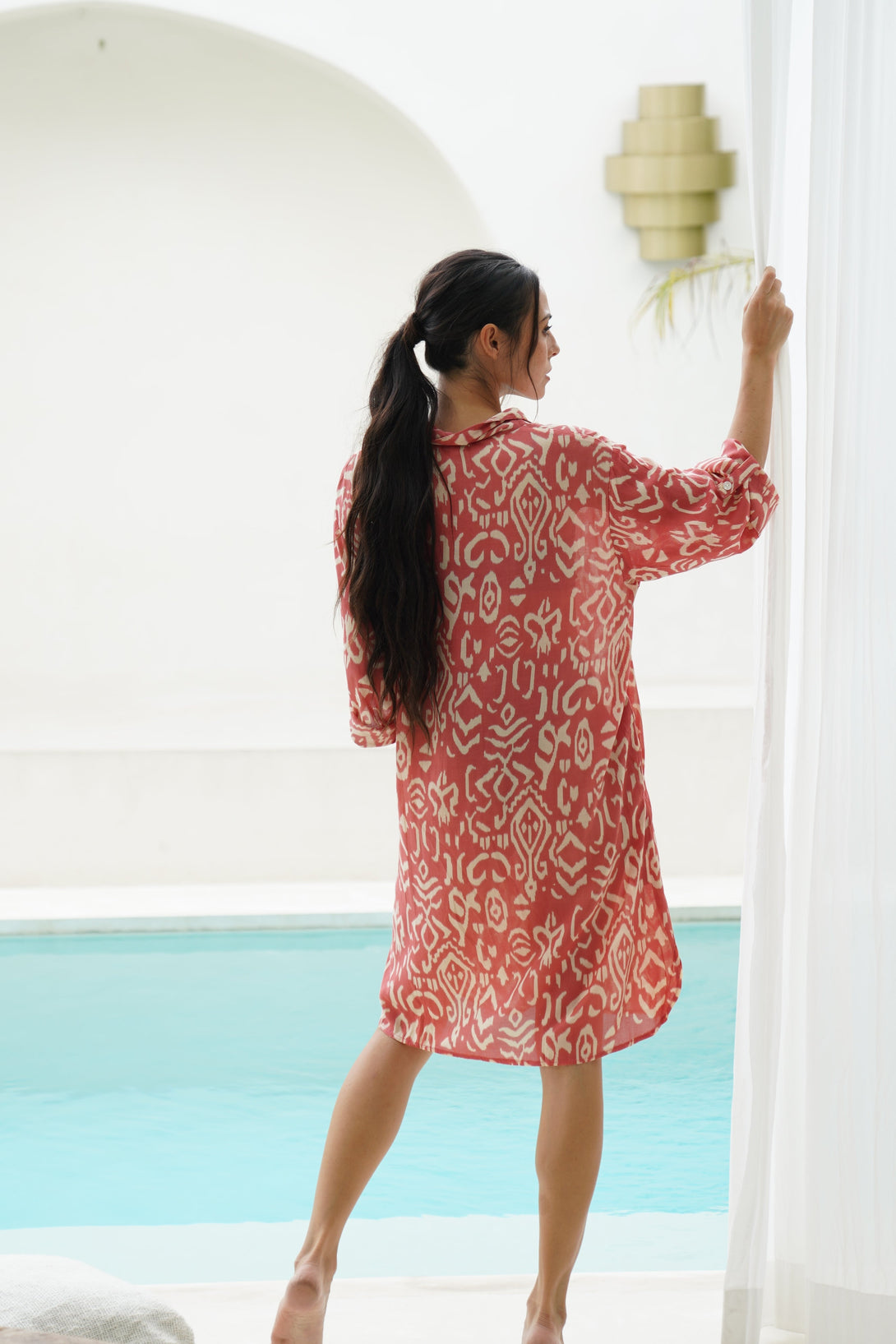 Vestito camicia viscosa con cintura Irene-rosa-Bijondo