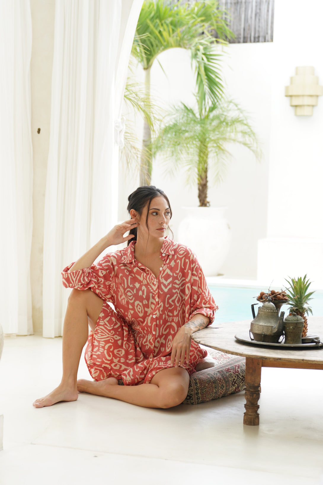 Vestito camicia viscosa con cintura Irene-rosa-Bijondo