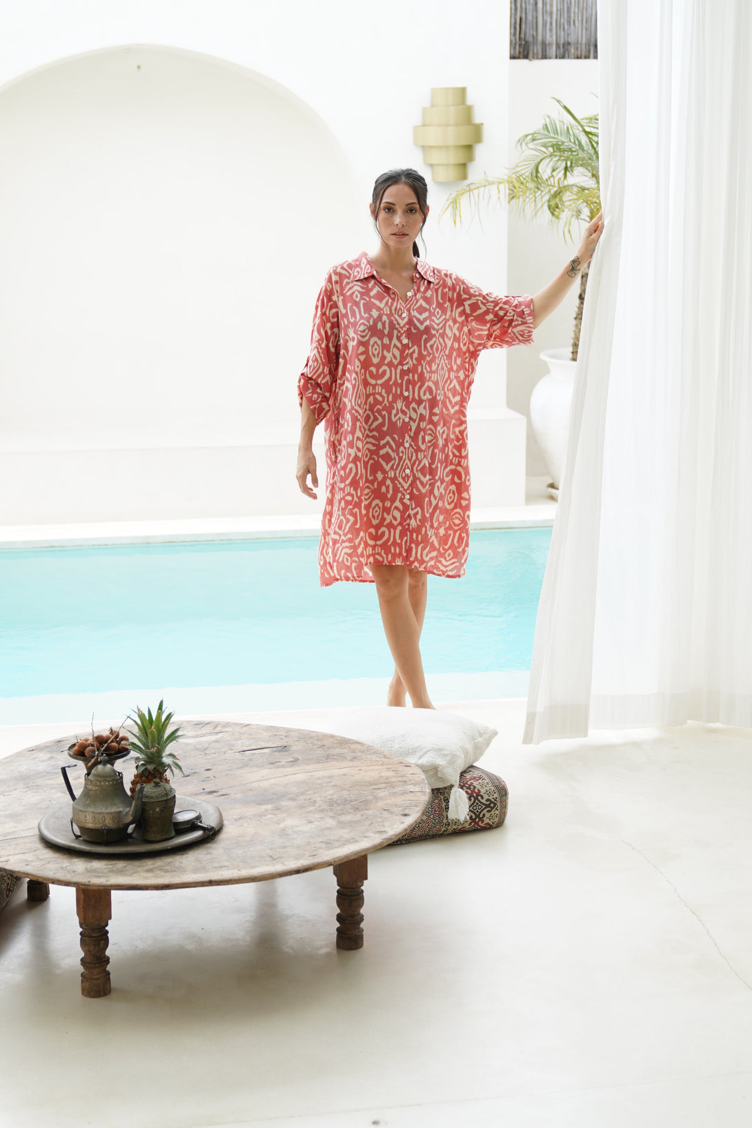 Vestito camicia viscosa con cintura Irene-rosa-Bijondo