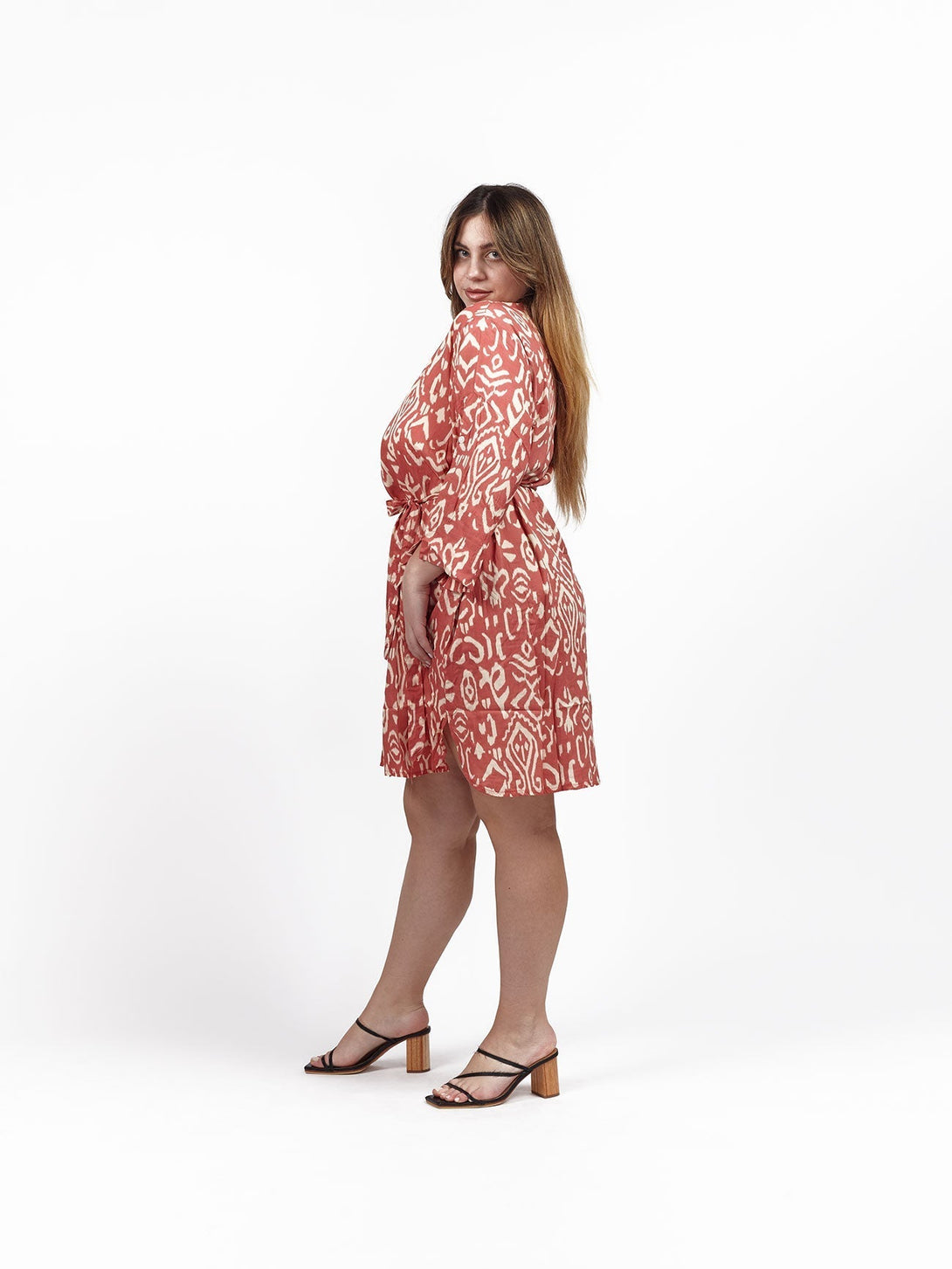 Vestito camicia viscosa con cintura Irene - rosa - Bijondo