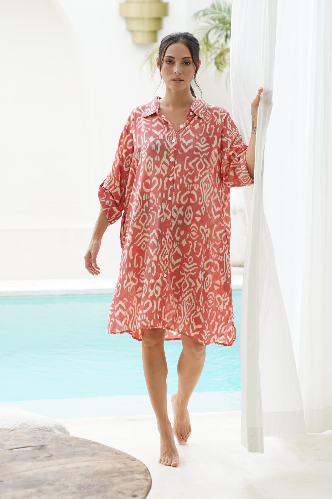 Vestito camicia viscosa con cintura Irene-rosa-Bijondo