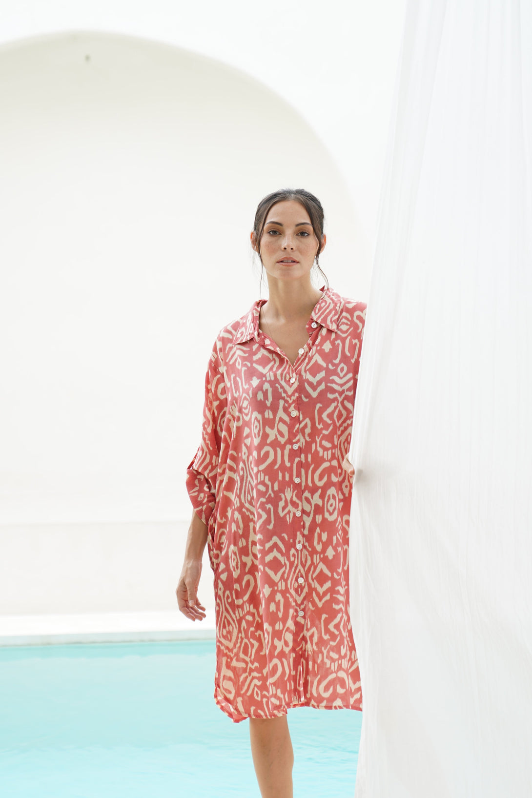 Vestito camicia viscosa con cintura Irene-rosa-Bijondo