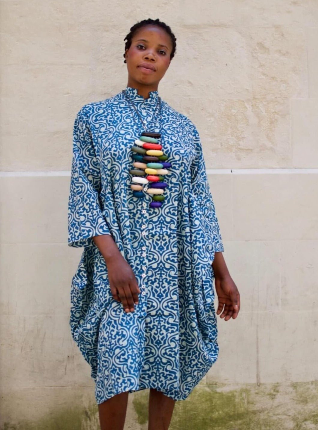 Vestito camicione cotone Jhola - celeste - Bijondo