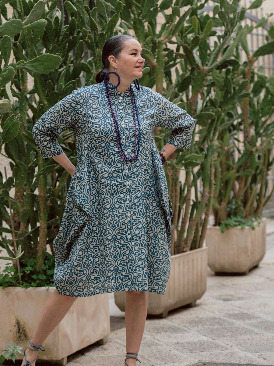 Vestito camicione cotone Jhola - celeste - Bijondo