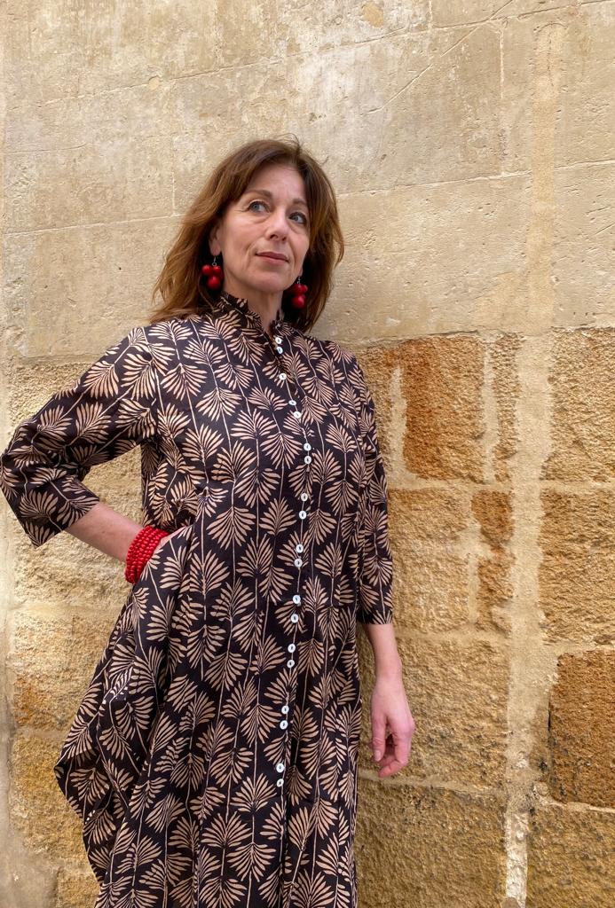 Vestito camicione cotone Jhola - marrone - Bijondo