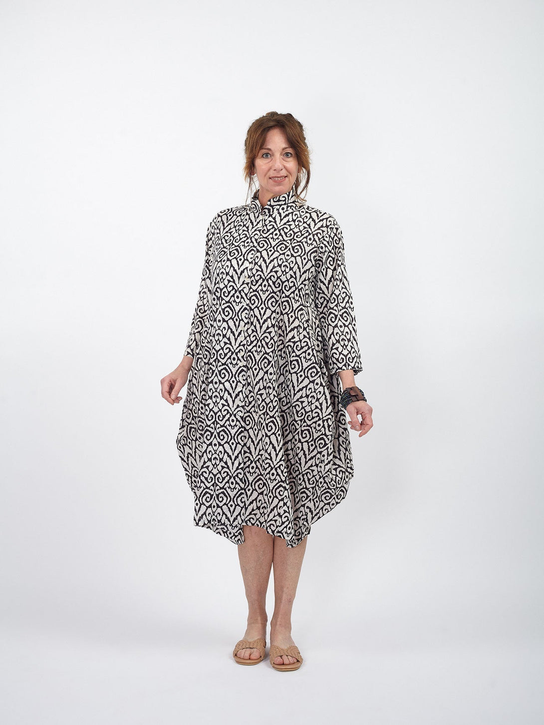 Vestito camicione cotone Jhola-nero boho-Bijondo