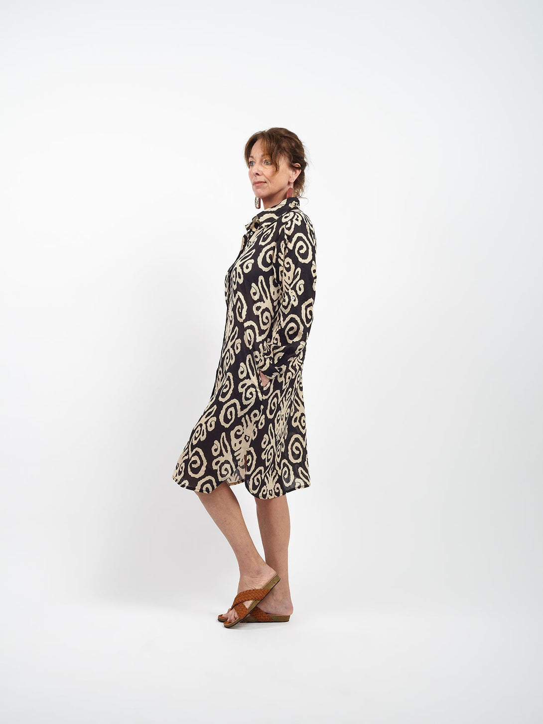 Vestito camicione midi cotone boho Marta-celeste-S-M-Bijondo