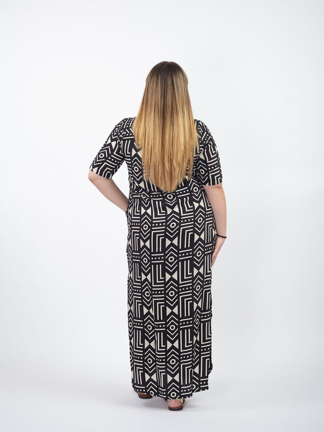 Vestito chemisier spacchi laterali Greta-nero-Bijondo