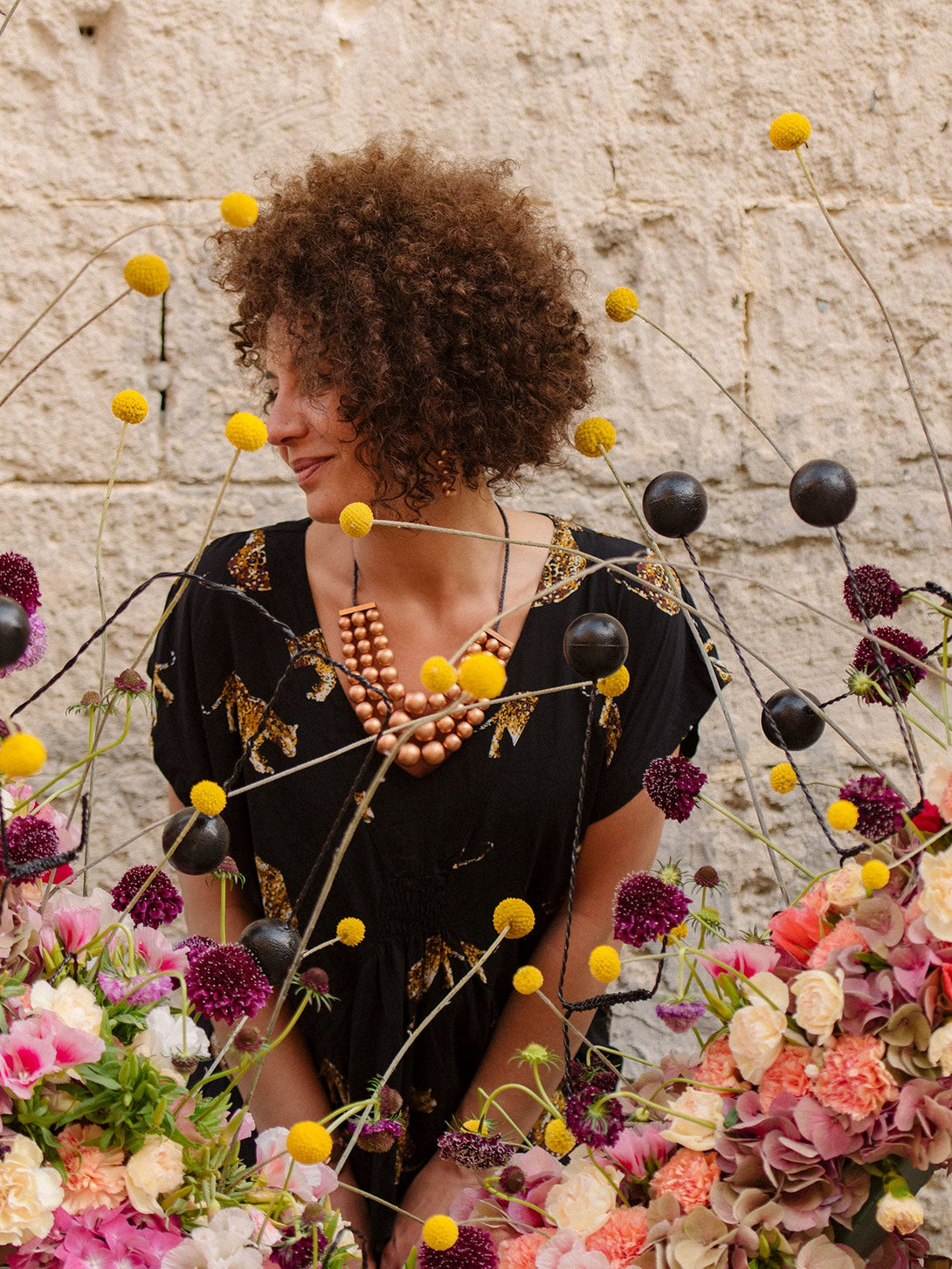 Vestito corto Aurora-giaguari-taglia unica-Bijondo