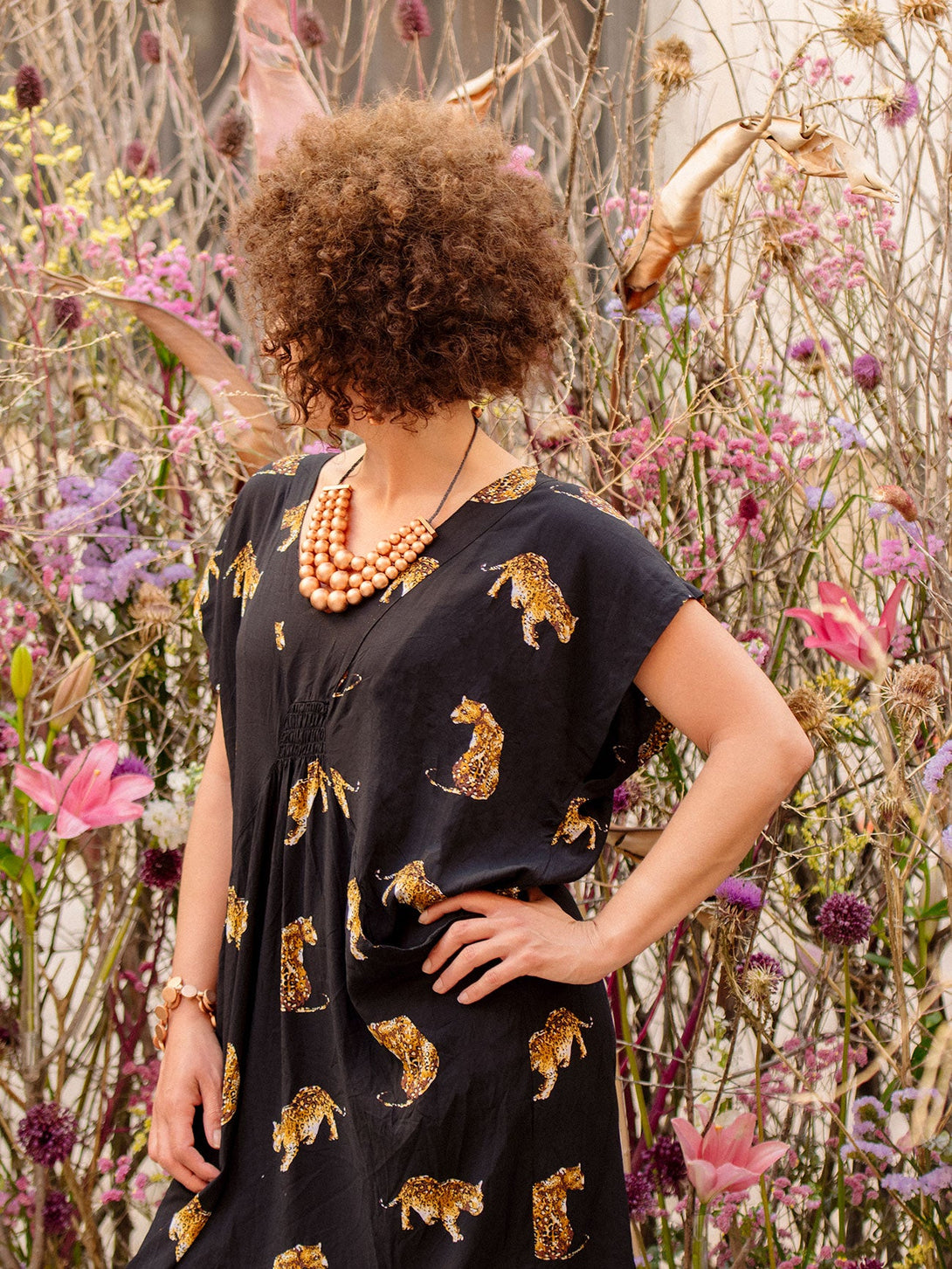 Vestito corto Aurora-giaguari-taglia unica-Bijondo