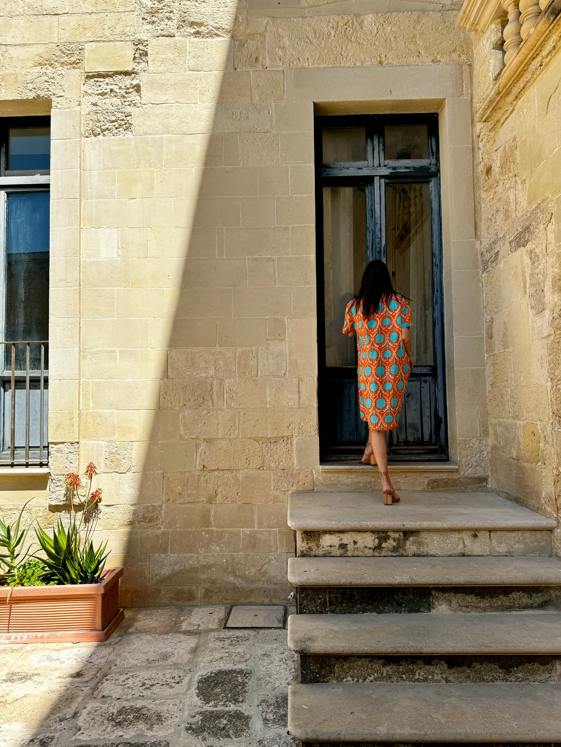 Vestito corto Cotone Melograno-Vestito-Bijondo-Bijondo