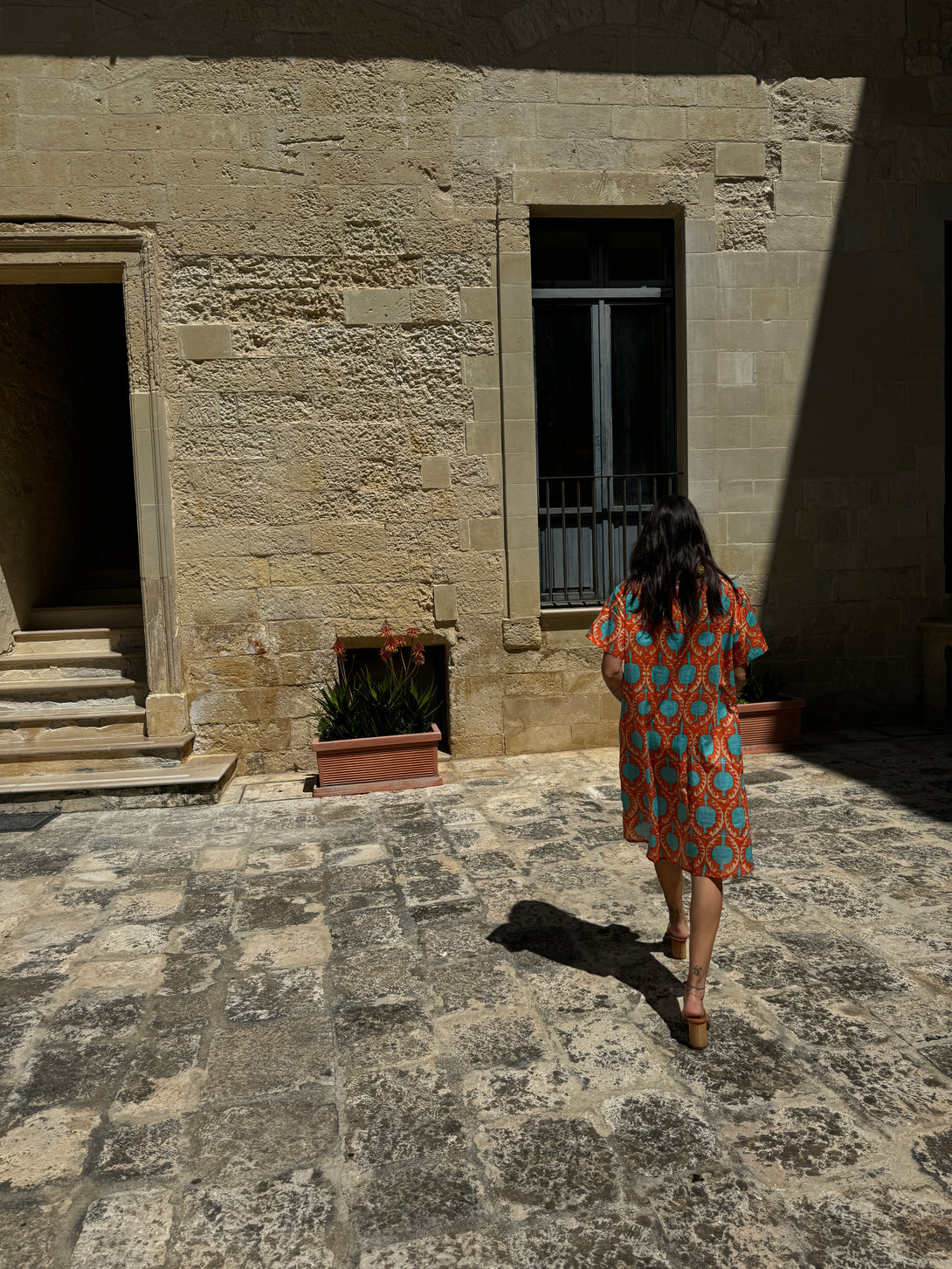 Vestito corto Cotone Melograno-Vestito-Bijondo-Bijondo