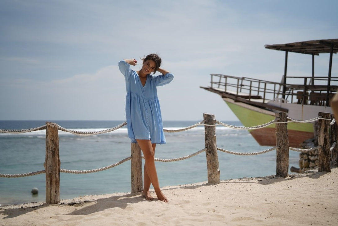 Vestito corto Matilda - celeste - Bijondo