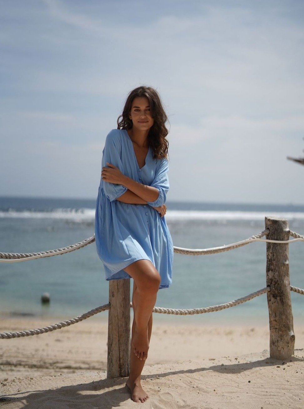 Vestito corto Matilda - celeste - Bijondo