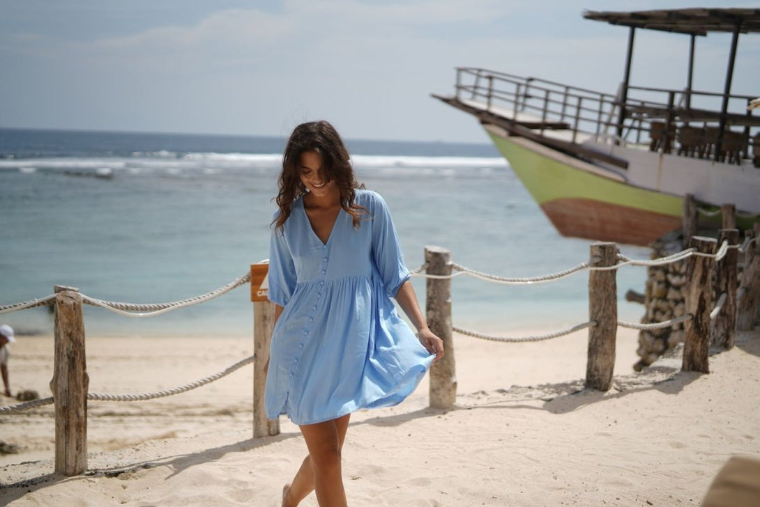 Vestito corto Matilda - celeste - Bijondo