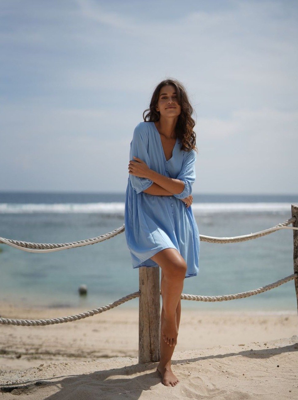 Vestito corto Matilda - celeste - Bijondo