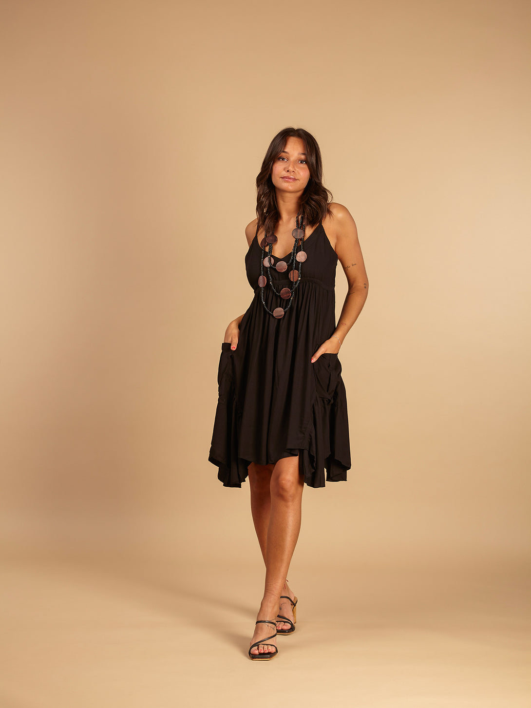 Vestito corto Rayon Birte-vestito-Bijondo-nero-S-M-Bijondo