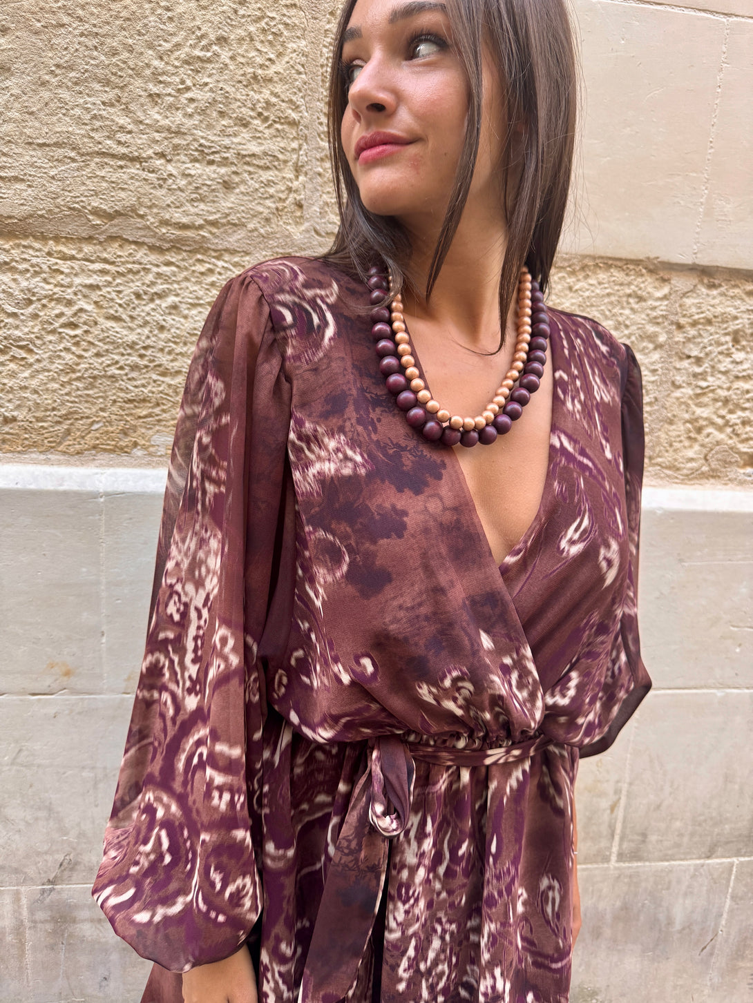 Vestito corto chiffon Lara-Vestito-Bijondo-Bordeaux-S-Bijondo