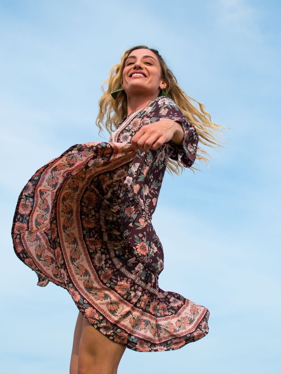 Vestito corto con volant su manica Malin - rosa - Bijondo