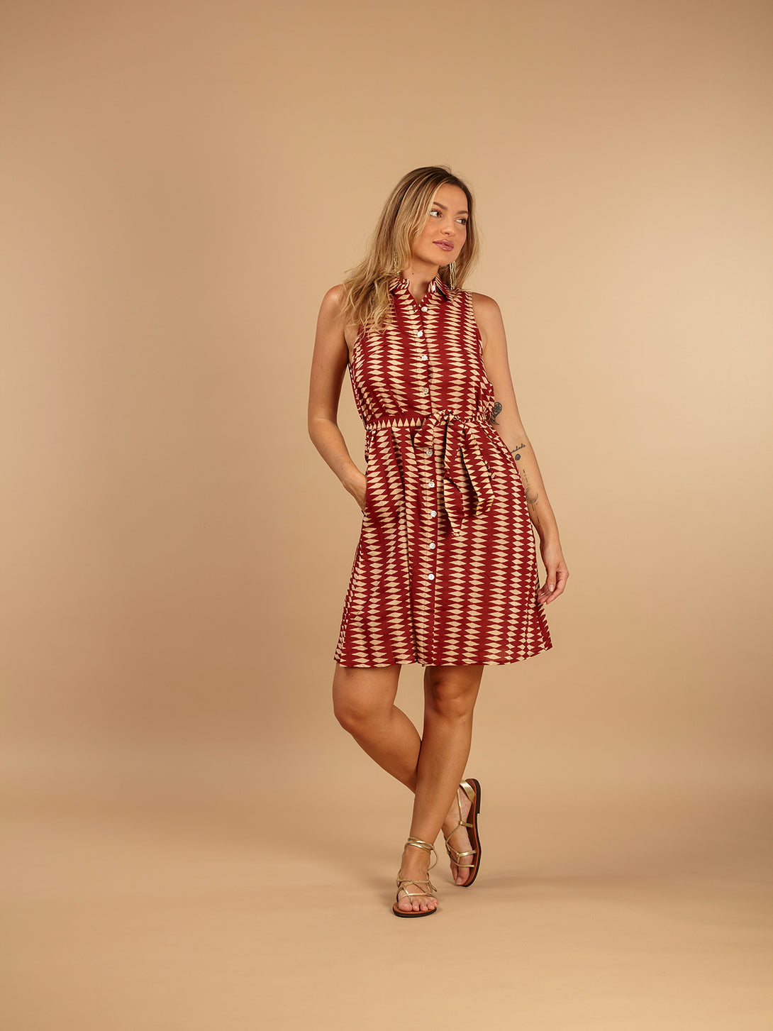 Vestito corto cotone Jael-vestito-WhyY-Bordeaux-S-M-Bijondo