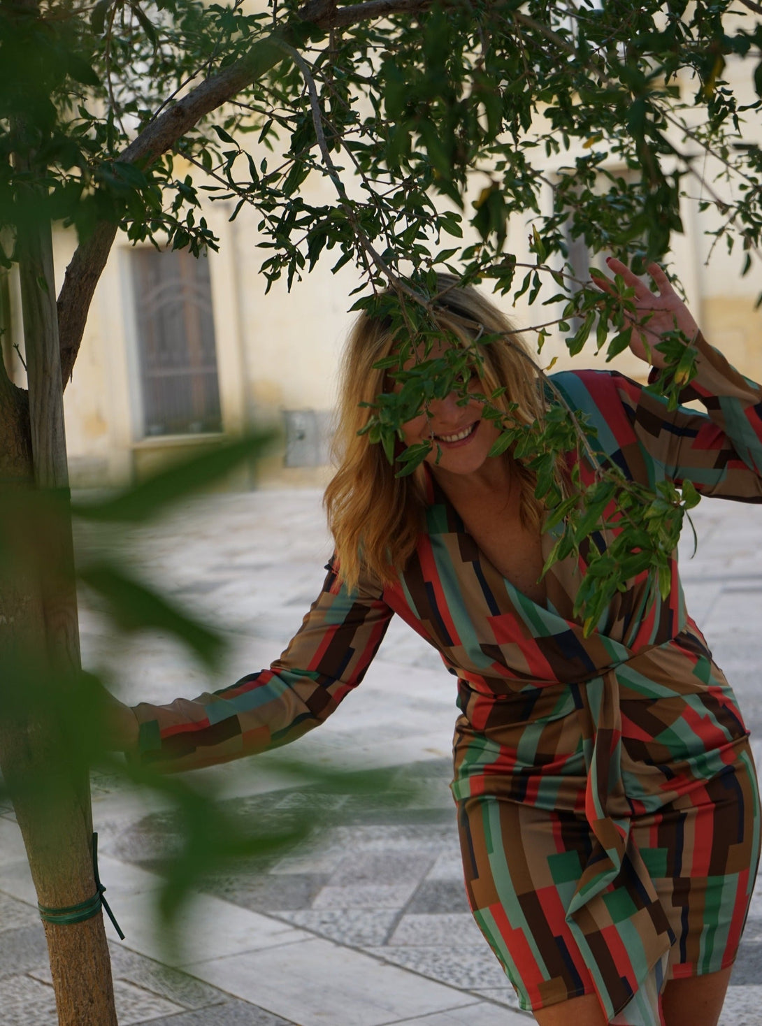 Vestito corto elegante particolare frontale Celine - multicolor - Bijondo