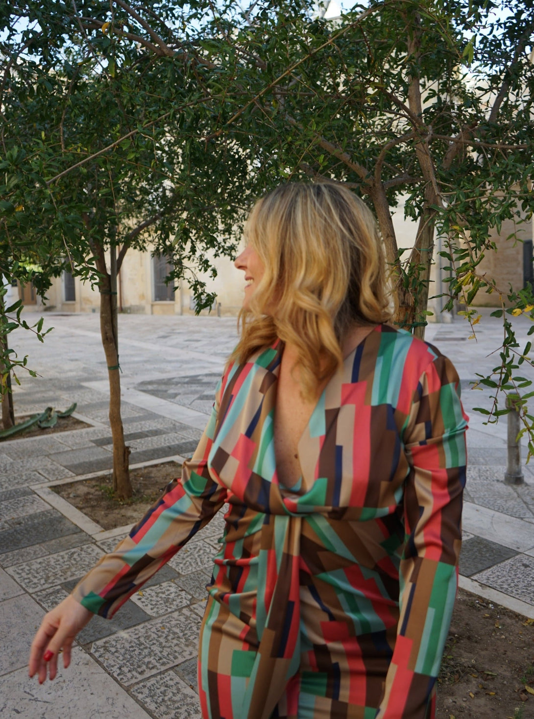 Vestito corto elegante particolare frontale Celine - multicolor - Bijondo