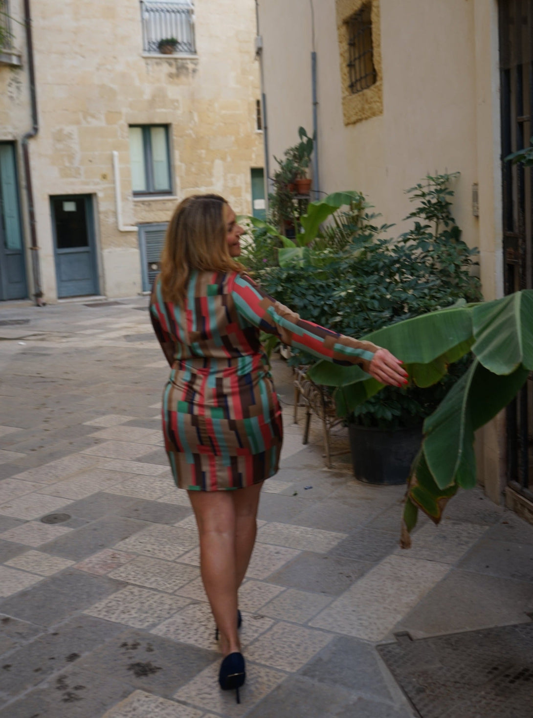 Vestito corto elegante particolare frontale Celine - multicolor - Bijondo