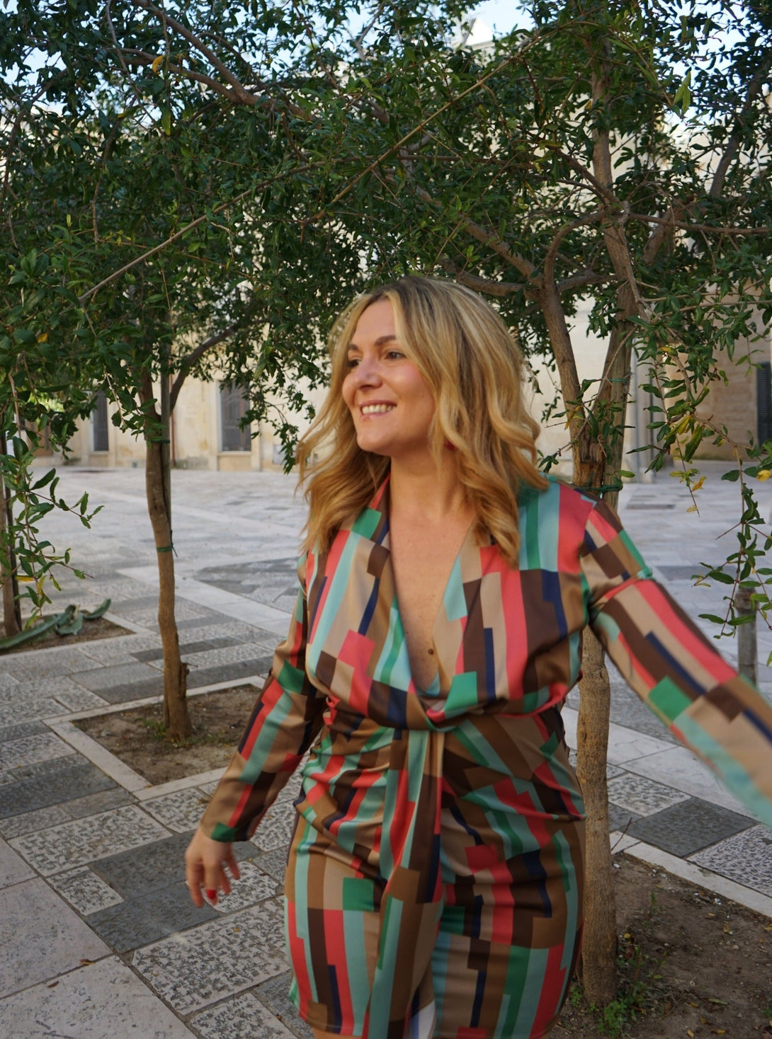 Vestito corto elegante particolare frontale Celine - multicolor - Bijondo