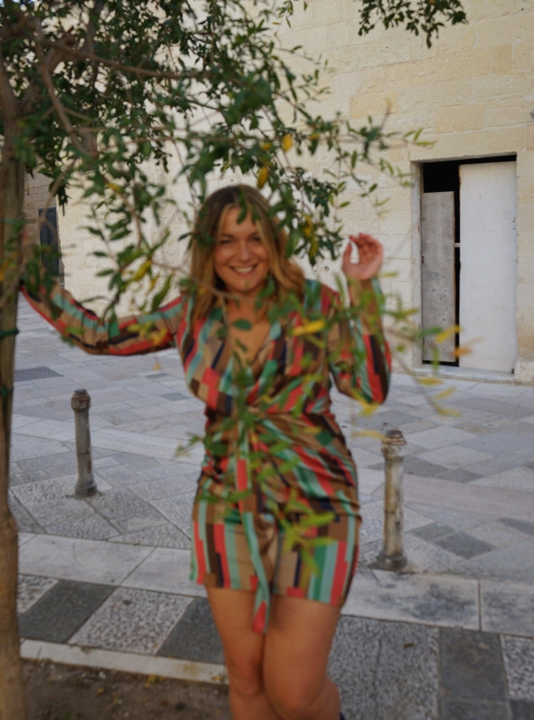 Vestito corto elegante particolare frontale Celine - multicolor - Bijondo