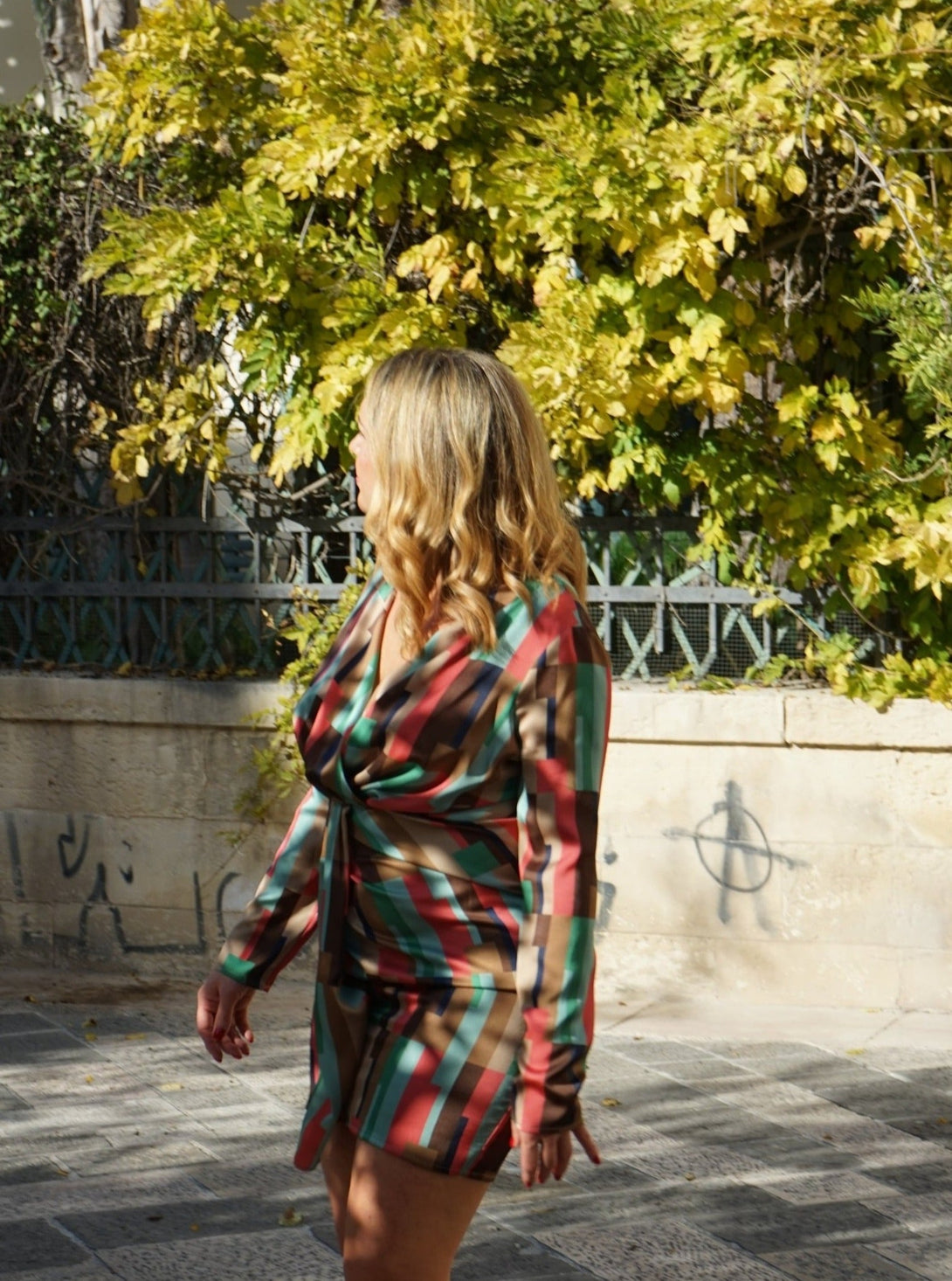 Vestito corto elegante particolare frontale Celine - multicolor - Bijondo