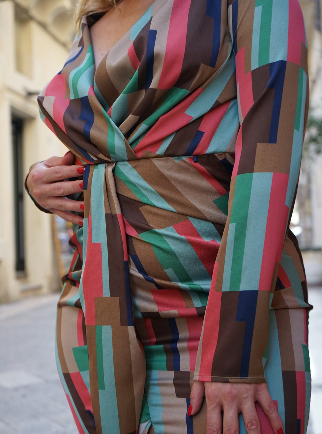 Vestito corto elegante particolare frontale Celine - multicolor - Bijondo