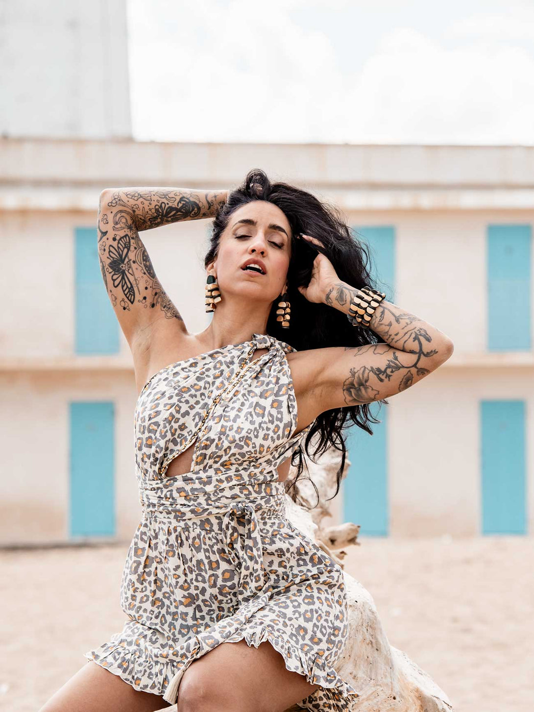 Vestito corto fasce modellabili rayon Marika-Vestito-Bijondo-leopardato-taglia unica-Bijondo