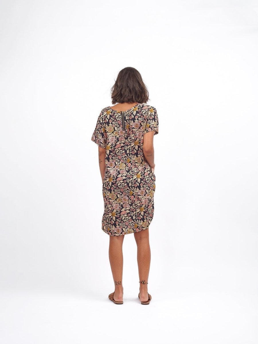 Vestito corto in rayon con zip Adima - nero - Bijondo