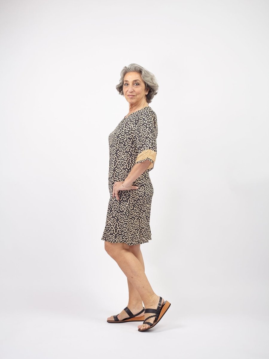 Vestito corto in seta Tracy - nero boho - Bijondo