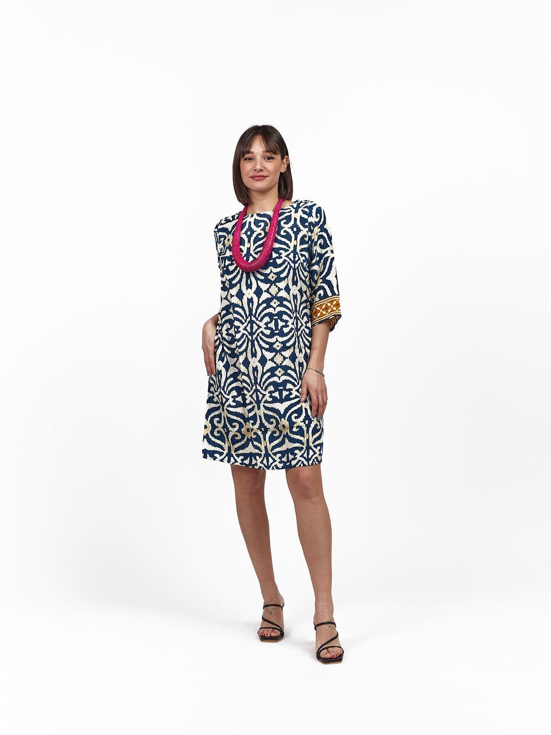 Vestito corto in seta Tracy - blu - Bijondo